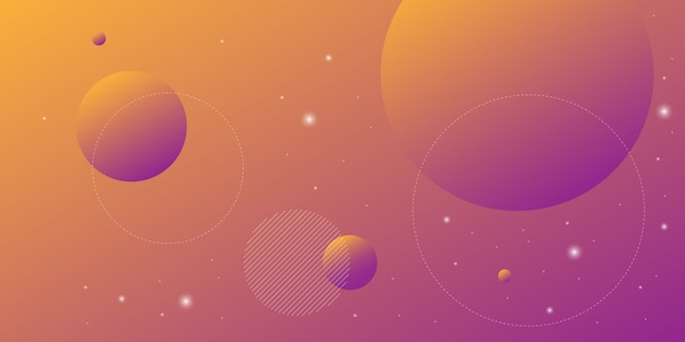 デジタル技術をテーマにしたオレンジと紫のグラデーションのサークルラインとモダンな抽象的な背景 プレミアムベクター