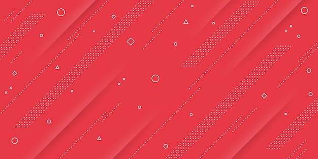 メンフィスとpapercut要素とレトロなテーマの赤いパステルカラーのポスター バナー ウェブサイトのリンク先ページのモダンな抽象的な背景 プレミアムベクター