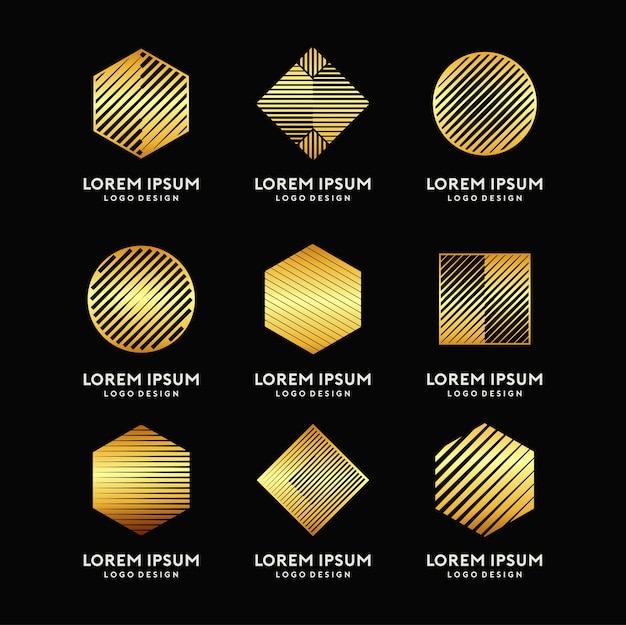 Premium Vector | Modern abstract gold logo template set