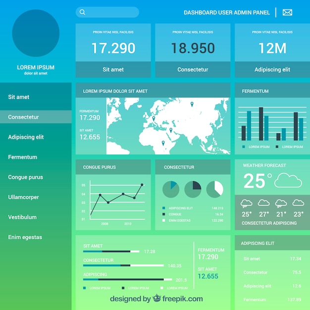Download Free Modern Admin Dashboard With Flat Design Free Vector Use our free logo maker to create a logo and build your brand. Put your logo on business cards, promotional products, or your website for brand visibility.
