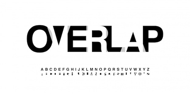 Modern alphabet font overlap style Premium Vector