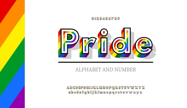 Premium Vector | Modern Alphabet Letters And Numbers With Rainbow ...