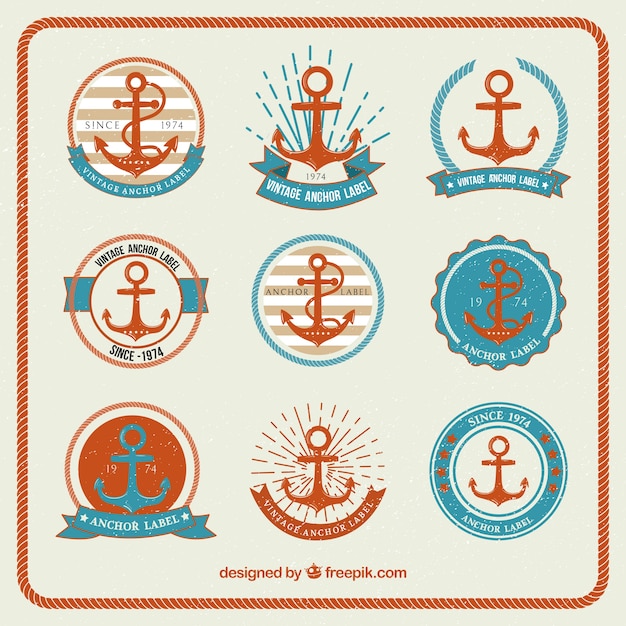 Premium Vector | Modern anchor badge collection