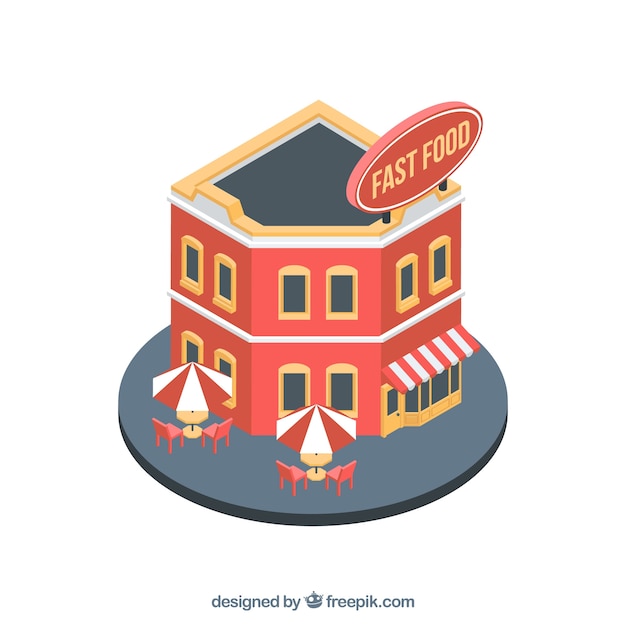 Modern and isometric fast food restaurant