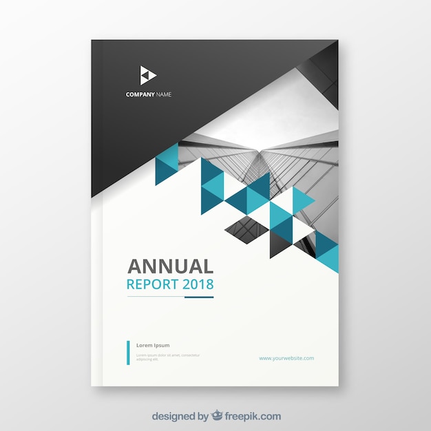 Modern annual report cover with image Vector | Free Download