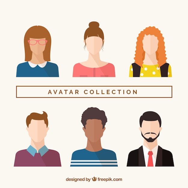 Modern avatar collection with flat design | Free Vector