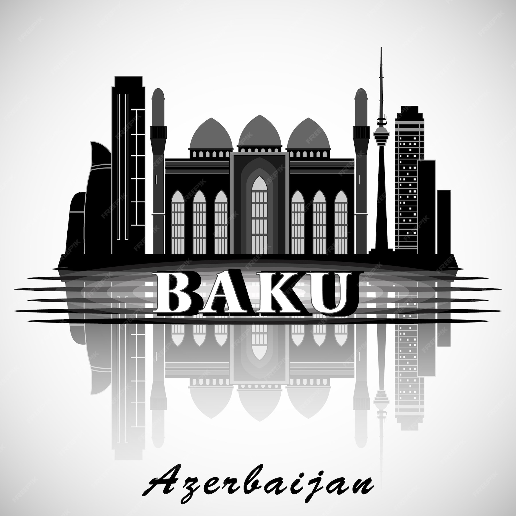 Premium Vector | Modern baku city skyline design. azerbaijan.