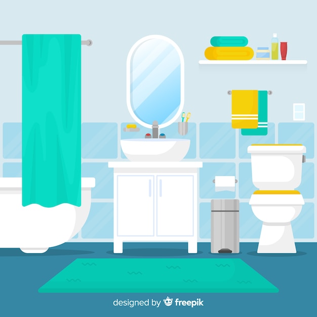 Modern bathroom with flat design | Free Vector