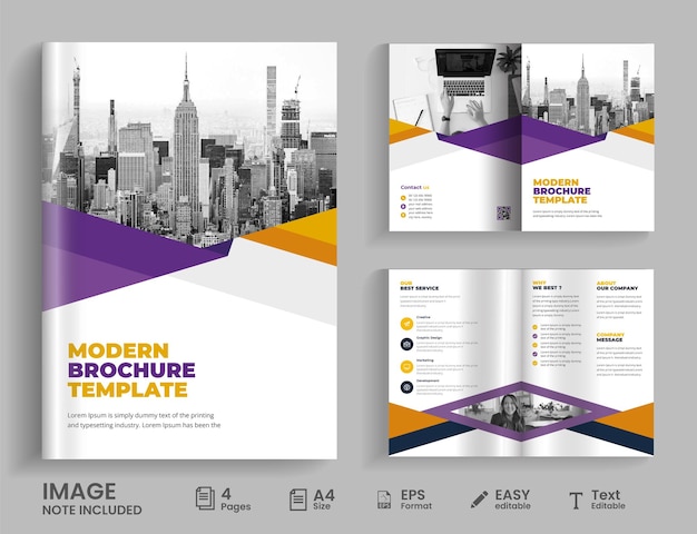 Premium Vector | Modern Bifold Company Annual Report Or Professional ...