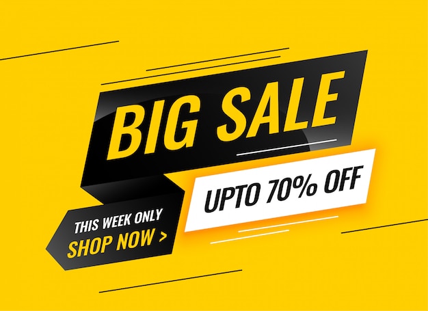 Download Modern big sale yellow banner design | Free Vector