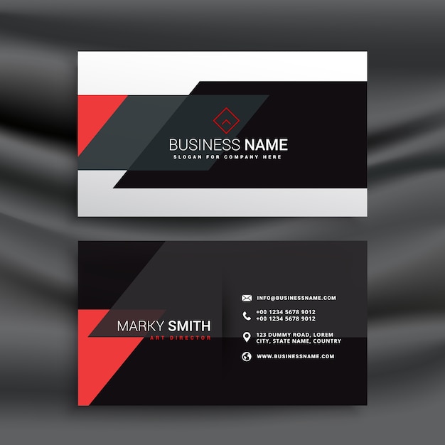 Modern black and red business card