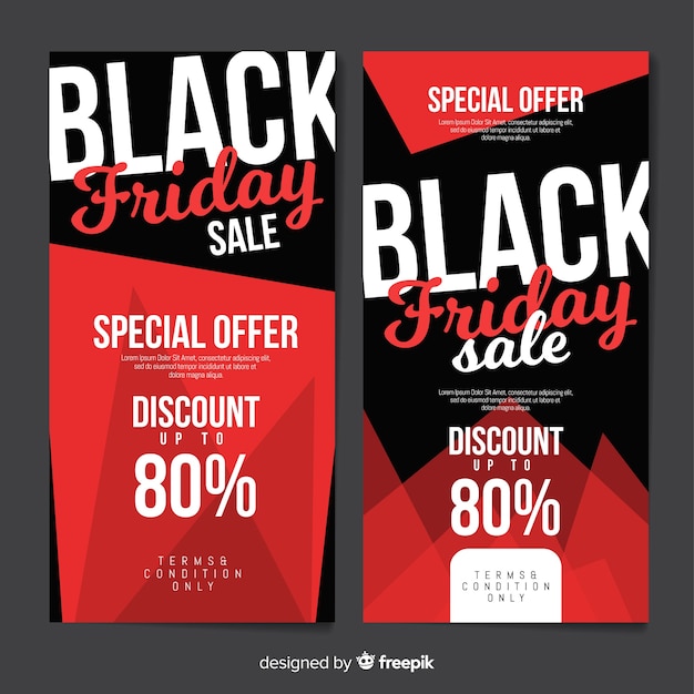 Free Vector Modern black friday banners with flat design