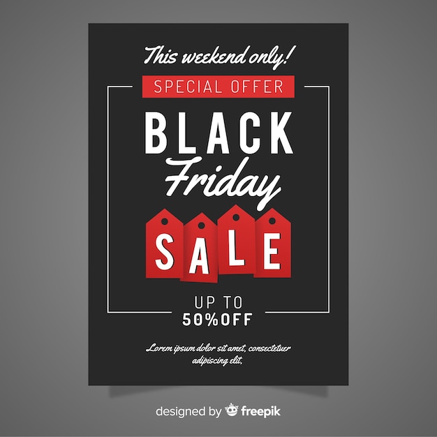 Free Vector Modern black friday flyer template with flat design