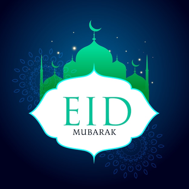 Modern blue and green eid mubarak vector\
design