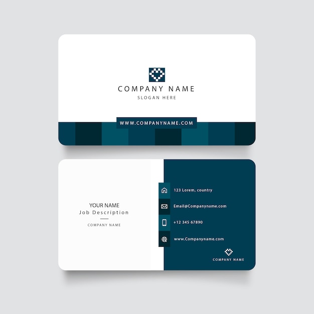 Modern blue business card with abstract shapes Premium Vector