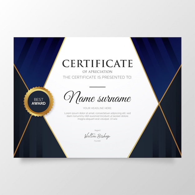 Free Vector | Modern blue certificate template