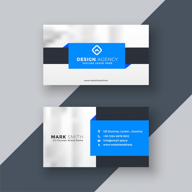 Modern blue geometric business card\
design
