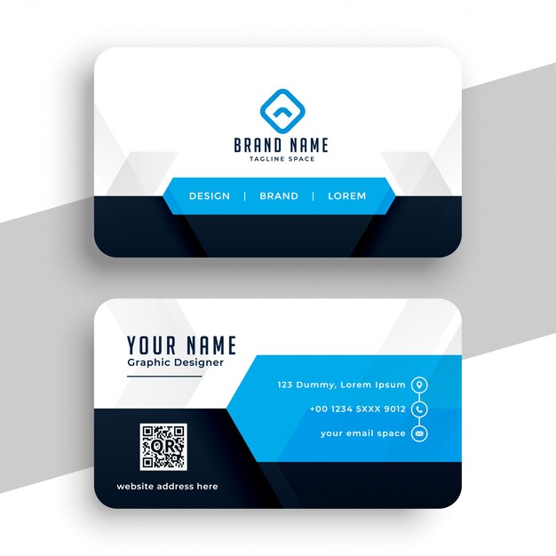 Free Vector Modern Blue Professional Business Card Template Design