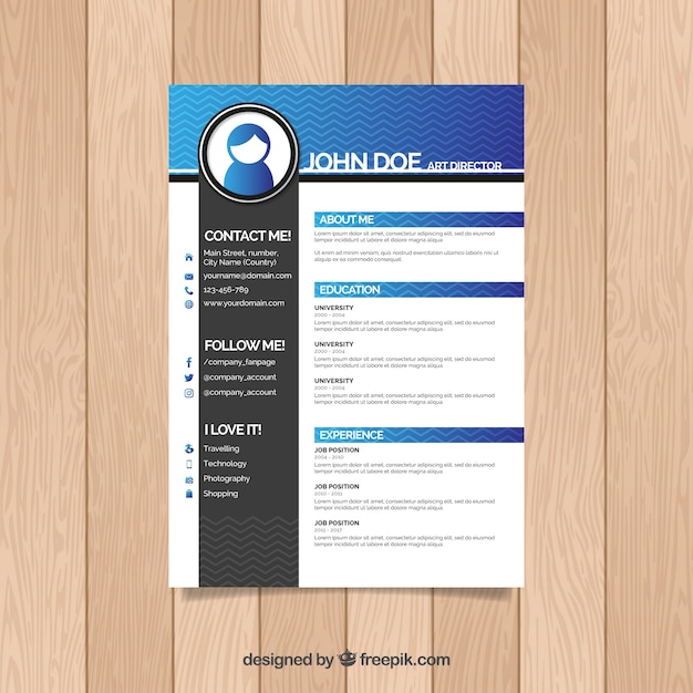 Free Vector Modern blue resume template