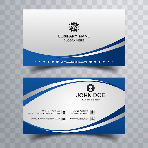 Premium Vector | Modern blue wavy business card