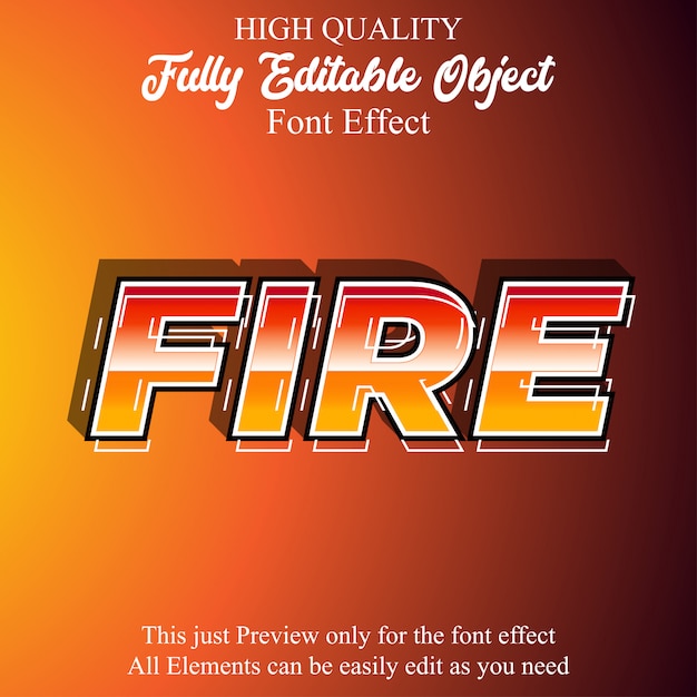 Modern Bold Fire Text Style Editable Font Effect Premium Vector