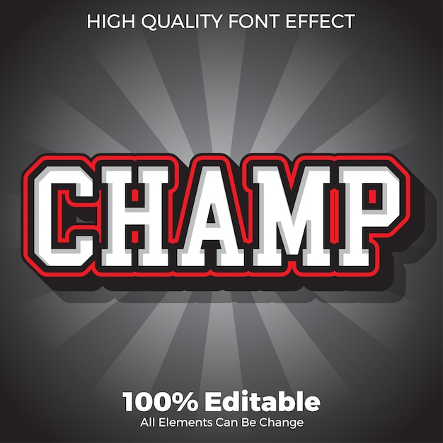 Modern Bold Sport Champ Text Style Editable Font Effect Free