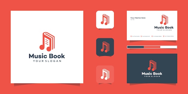  Modern book music logo and inspiration business card Premium Vector