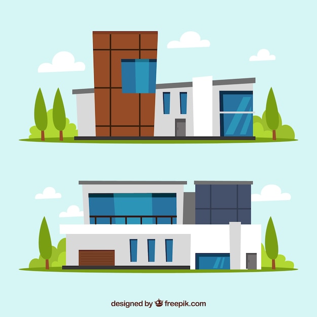 Free Vector | Modern buildings collection in flat design