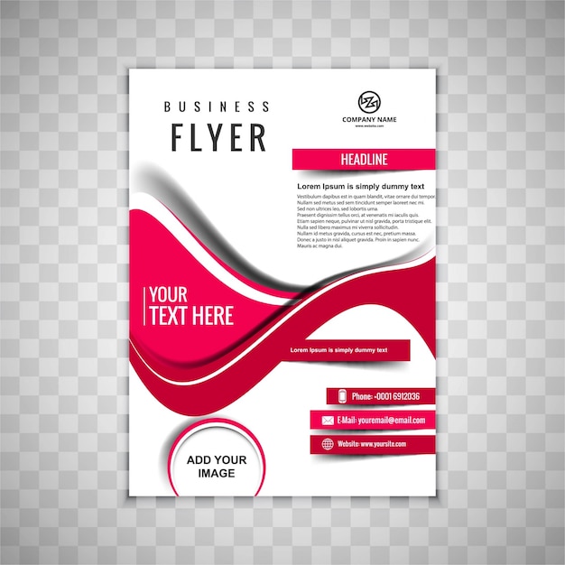 Free Vector Modern Business Brochure With Red Wavy Shapes