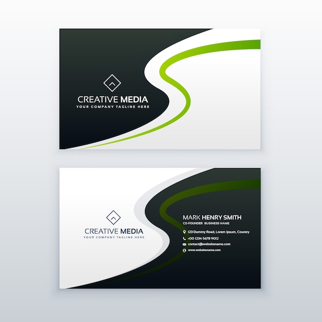 Modern business card design with wavy\
effect