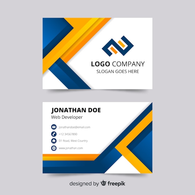 Download Free Modern Business Card Template With Geometric Design Free Vector Use our free logo maker to create a logo and build your brand. Put your logo on business cards, promotional products, or your website for brand visibility.