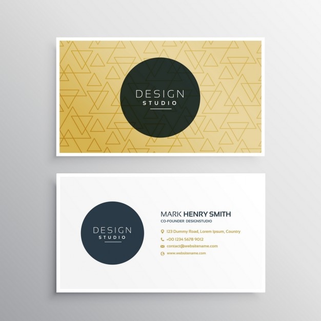 Modern business card with a yellow\
pattern