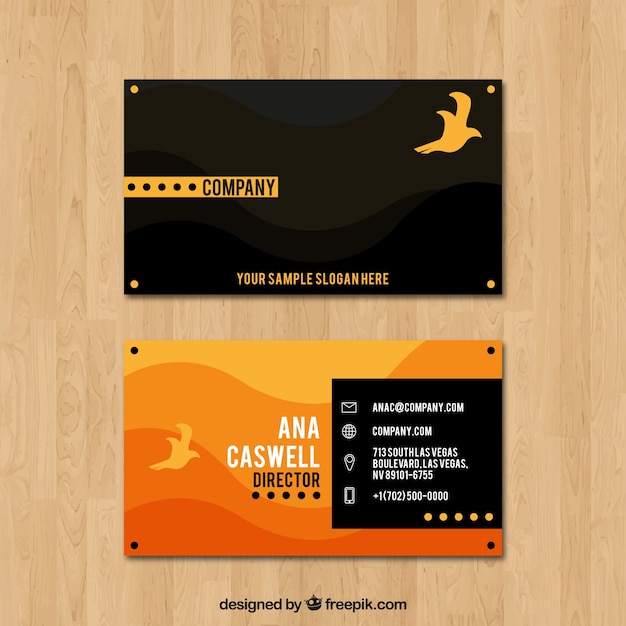 Free Vector Modern Business Card With Bird Black and white business card mockup design. modern business card with bird