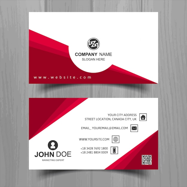 Free Vector | Modern business card with red shapes