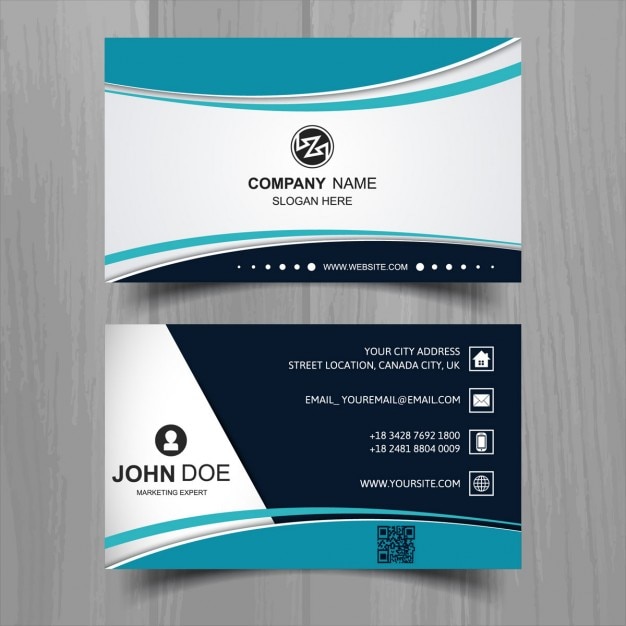 free-vector-modern-business-card-with-turquoise-wavy-shapes