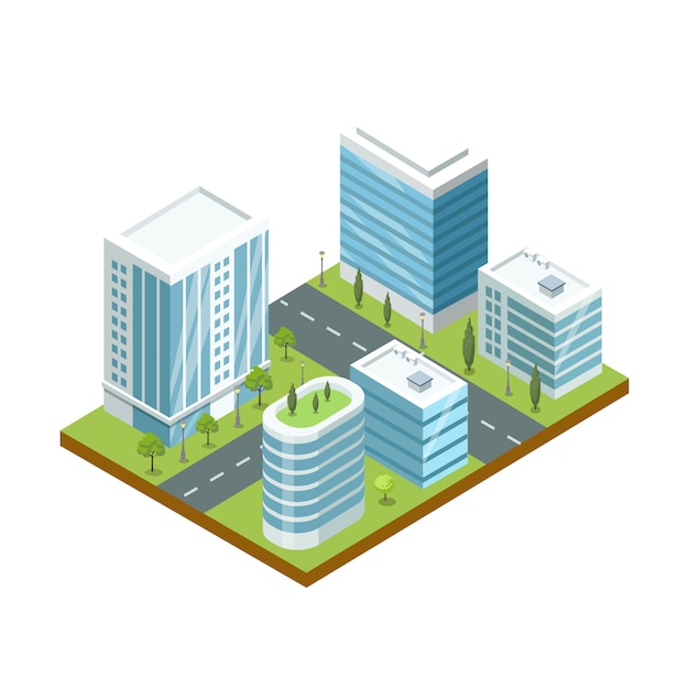 Premium Vector | Modern business district illustration