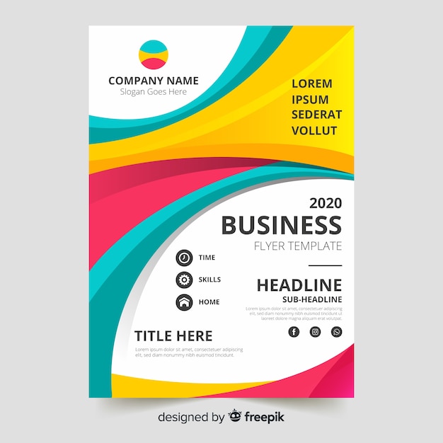 Modern business flyer template with abstract design Free Vector