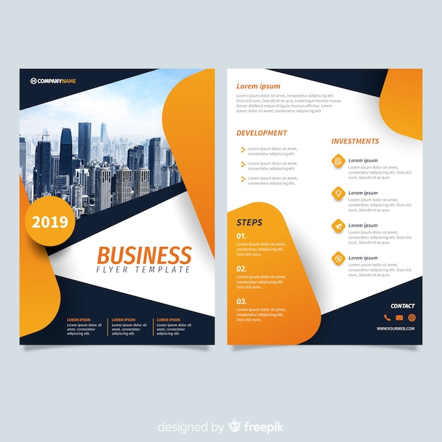 Modern business flyer template with abstract design | Free Vector