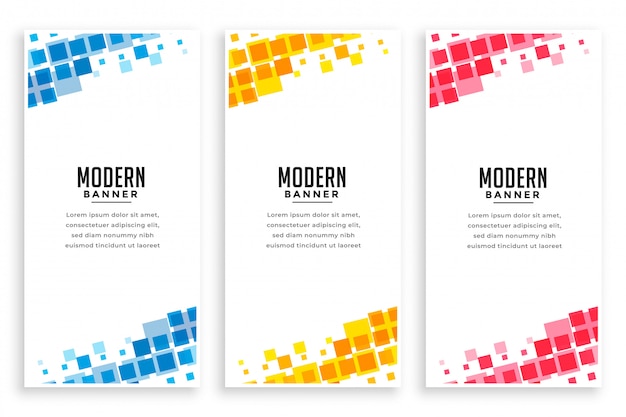 Modern business style mosaic banner set Free Vector