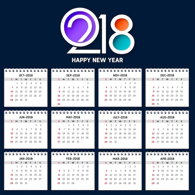 Free Vector Modern calendar template for 2018