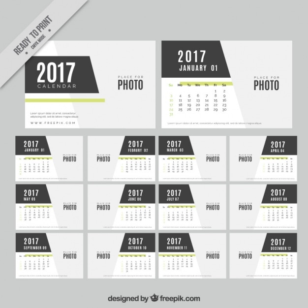 Free Vector Modern calendar template