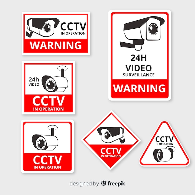 Modern cctv sign collection with flat design Free Vector