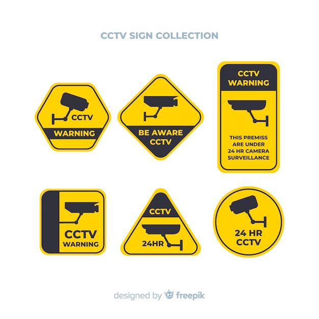 Modern cctv sign collection with flat design Free Vector
