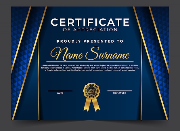 Modern certificate of appreciation design template | Premium Vector