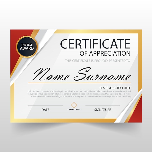 Certificate Of Appreciation Template from image.freepik.com