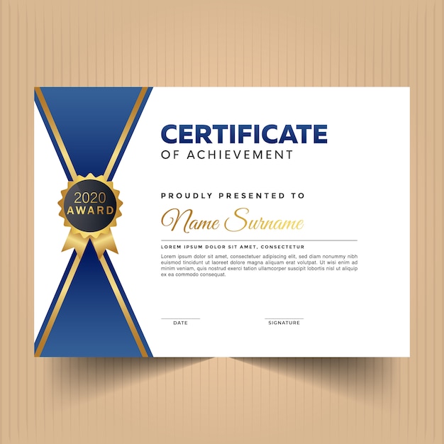 Modern certificate template design with gold colors | Premium Vector