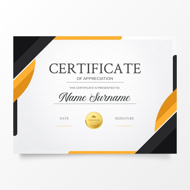 Free Vector | Modern certificate template with abstract orange shapes