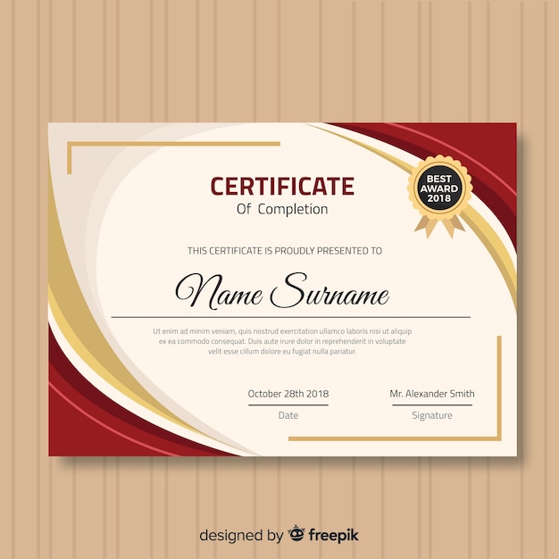 Modern certificate template with flat design Free Vector