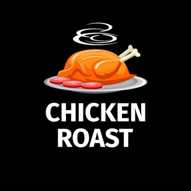 Modern chicken roast with smoke logo on dark background | Premium Vector