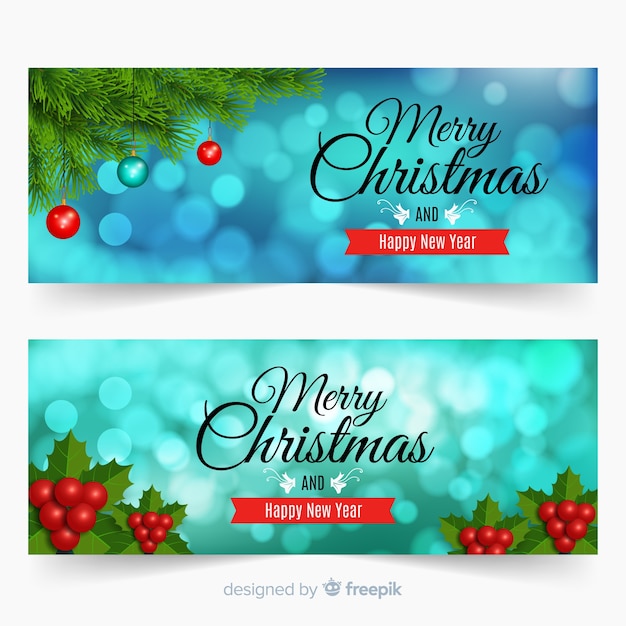 Free Vector | Modern christmas banners with blurred style